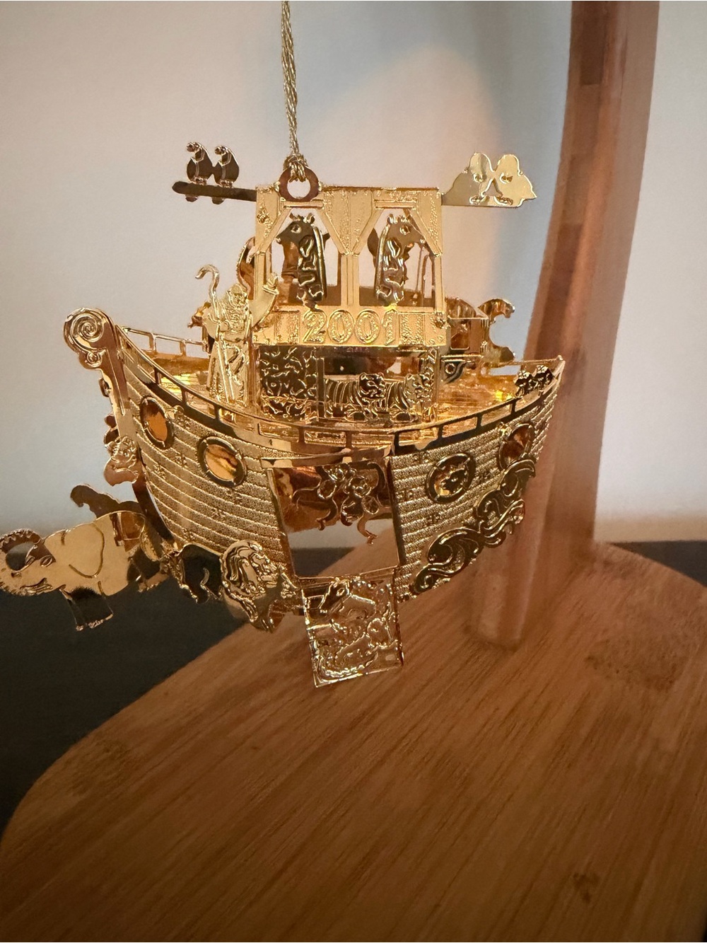 Gold Plated Noah's Ark Hanging Ornament